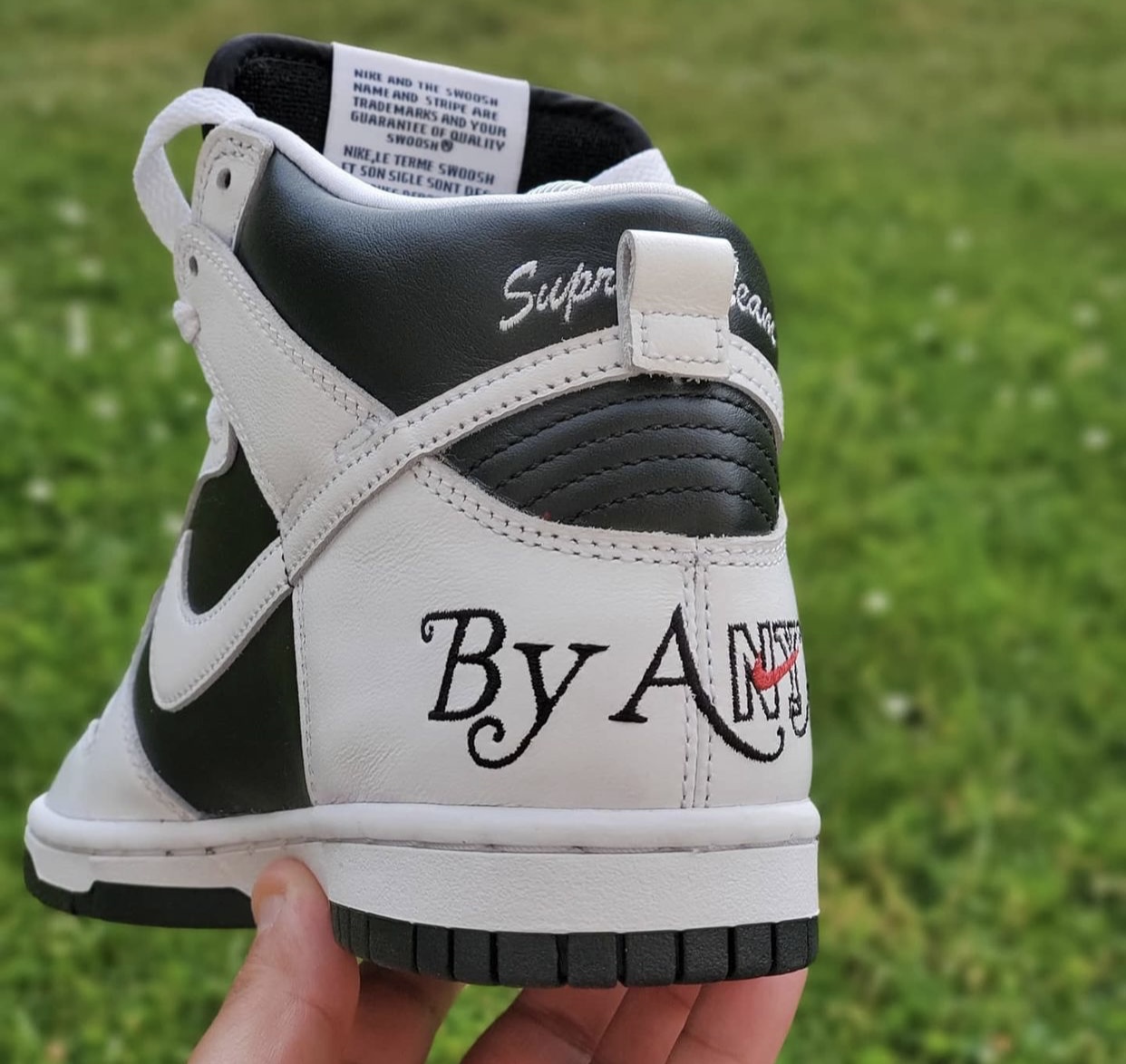 supreme nike sb dunk high by any means