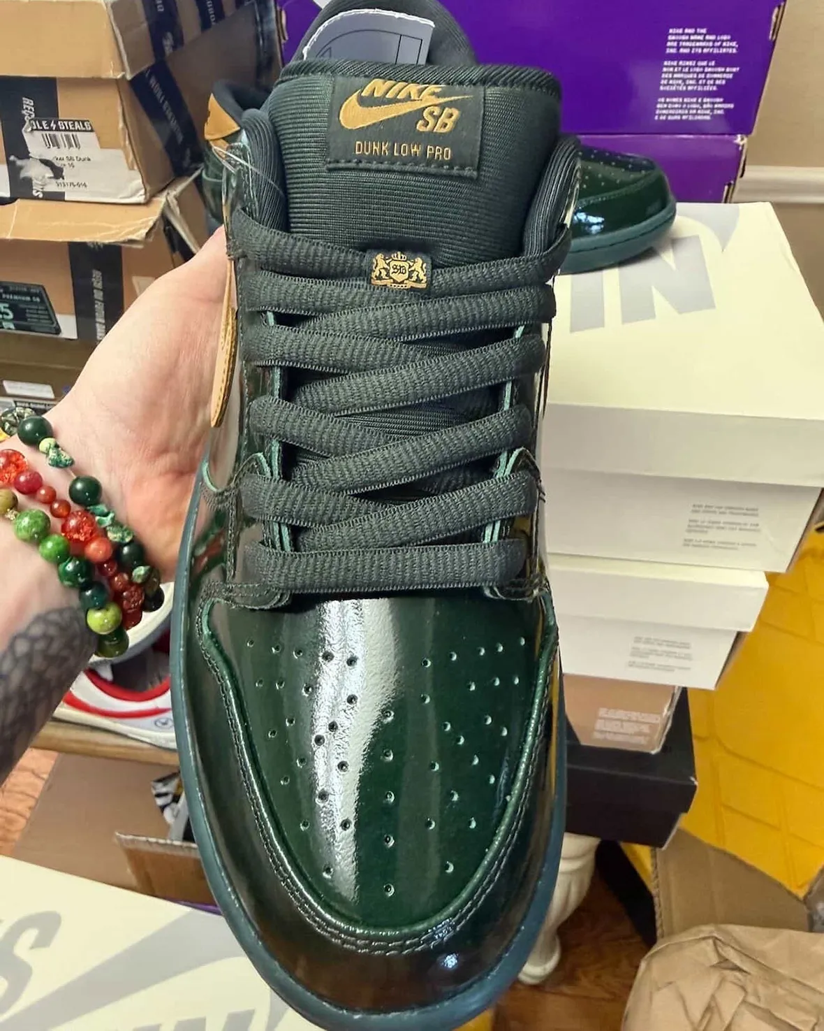 Nike SB Dunk Low “Green Patent” Reveals 25th Anniversary Details