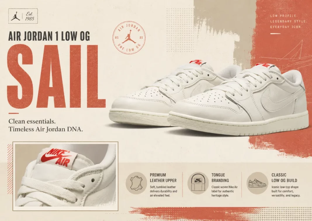 Official Photos of the Air Jordan 1 Low OG “Sail”